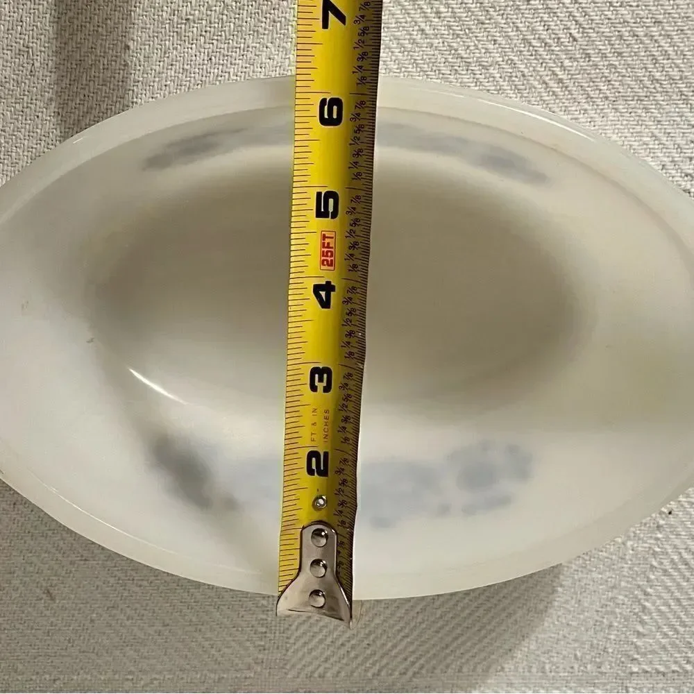 Glasbake 1 Qt Oval Casserole w/ Blue Daisy Floral Design.Used As Prop On TV Show